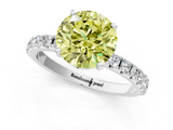 White gold Fancy Yellow Round  Solitaire Pavé Band with Four-Prong Setting_1