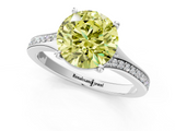 White gold Fancy Yellow Round  Solitaire Pavé Band with Four-Prong Setting_35