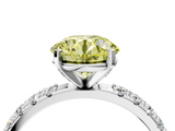 White gold Fancy Yellow Round  Solitaire Pavé Band with Four-Prong Setting_4