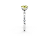 White gold Fancy Yellow Round  Solitaire Pavé Diamond Engagement Ring with Four-Prong Setting_2