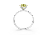 White gold Fancy Yellow Round  Solitaire Pavé Diamond Engagement Ring with Four-Prong Setting_3