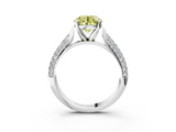 White gold Fancy Yellow Round  Solitaire Pavé Diamond Engagement Ring with Four-Prong Setting_3
