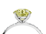 White gold Fancy Yellow Round  Solitaire Pavé Diamond Engagement Ring with Four-Prong Setting_4