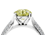 White gold Fancy Yellow Round  Solitaire Pavé Diamond Engagement Ring with Four-Prong Setting_4