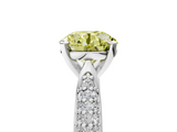 White gold Fancy Yellow Round  Solitaire Pavé Diamond Engagement Ring with Four-Prong Setting_5