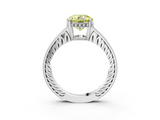 White gold Fancy Yellow Round  Solitaire Pavé Diamond Milgrain Engagement Ring with Four-Prong Setting_3