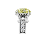 White gold Fancy Yellow Round  Solitaire Pavé Diamond Milgrain Engagement Ring with Four-Prong Setting_5