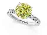 White gold Fancy Yellow Round  Solitaire Pave Diamond Engagement Ring with Four-Prong Setting_1