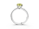 White gold Fancy Yellow Round  Solitaire Pave Diamond Engagement Ring with Four-Prong Setting_3