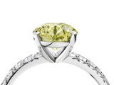 White gold Fancy Yellow Round  Solitaire Pave Diamond Engagement Ring with Four-Prong Setting_4