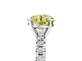 White gold Fancy Yellow Round  Solitaire Pave Diamond Engagement Ring with Four-Prong Setting_5