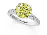 White gold Fancy Yellow Round  Solitaire Pave Diamond Engagement Ring with Prong Setting_1
