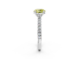 White gold Fancy Yellow Round  Solitaire Pave Diamond Engagement Ring with Prong Setting_2