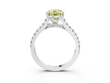 White gold Fancy Yellow Round  Solitaire Pave Diamond Engagement Ring with Prong Setting_3