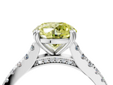 White gold Fancy Yellow Round  Solitaire Pave Diamond Engagement Ring with Prong Setting_4