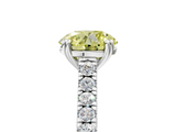 White gold Fancy Yellow Round  Solitaire Pave Diamond Engagement Ring with Prong Setting_5