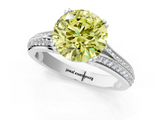 White gold Fancy Yellow Round  Solitaire Pave Split Shank Engagement Ring with Six-Prong Setting_1
