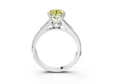 White gold Fancy Yellow Round  Solitaire Pave Split Shank Engagement Ring with Six-Prong Setting_3