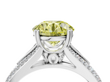 White gold Fancy Yellow Round  Solitaire Pave Split Shank Engagement Ring with Six-Prong Setting_4