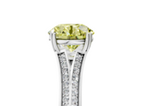 White gold Fancy Yellow Round  Solitaire Pave Split Shank Engagement Ring with Six-Prong Setting_5