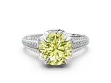 White gold Fancy Yellow Round  Solitaire Pave Split Shank Ring with Four-Prong Setting_199