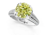 White gold Fancy Yellow Round  Solitaire Pave Split Shank Ring with Four-Prong Setting_200