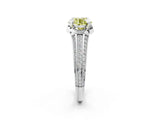 White gold Fancy Yellow Round  Solitaire Pave Split Shank Ring with Four-Prong Setting_201