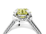 White gold Fancy Yellow Round  Solitaire Pave Split Shank Ring with Four-Prong Setting_203