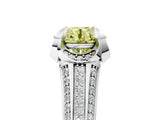 White gold Fancy Yellow Round  Solitaire Pave Split Shank Ring with Four-Prong Setting_204