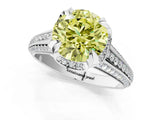 White gold Fancy Yellow Round  Solitaire Pave Split Shank Ring with Four-Prong Setting_211
