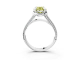 White gold Fancy Yellow Round  Solitaire Pave Split Shank Ring with Four-Prong Setting_216
