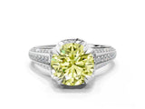 White gold Fancy Yellow Round  Solitaire Pave Split Shank Ring with Four-Prong Setting_231