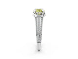 White gold Fancy Yellow Round  Solitaire Pave Split Shank Ring with Four-Prong Setting_233