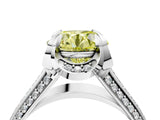 White gold Fancy Yellow Round  Solitaire Pave Split Shank Ring with Four-Prong Setting_235