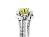 White gold Fancy Yellow Round  Solitaire Pave Split Shank Ring with Four-Prong Setting_236