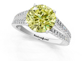 White gold Fancy Yellow Round  Solitaire Split Shank Pavé Diamond Engagement Ring_1