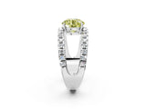 White gold Fancy Yellow Round  Solitaire Split Shank Pave Diamond Ring_50