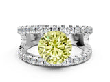 White gold Fancy Yellow Round  Solitaire Split Shank Pave Diamond Ring_52