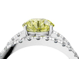White gold Fancy Yellow Round  Solitaire Split Shank Pave Diamond Ring_56