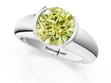 White gold Fancy Yellow Round  Solitaire Tension Set Diamond Ring with Wide Band_1