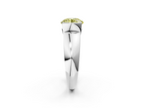White gold Fancy Yellow Round  Solitaire Tension Set Diamond Ring with Wide Band_2
