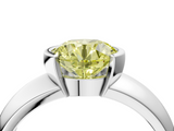 White gold Fancy Yellow Round  Solitaire Tension Set Diamond Ring with Wide Band_4