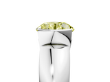 White gold Fancy Yellow Round  Solitaire Tension Set Diamond Ring with Wide Band_5