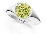 White gold Fancy Yellow Round  Solitaire Tension Set Diamond Ring_1