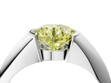 White gold Fancy Yellow Round  Solitaire Tension Set Diamond Ring_4