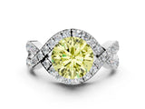 White gold Fancy Yellow Round  Solitaire Twist Band Pavé Diamond Engagement Ring_31