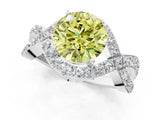 White gold Fancy Yellow Round  Solitaire Twist Band Pavé Diamond Engagement Ring_32