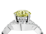 White gold Fancy Yellow Round  Solitaire Twist Band Pavé Diamond Engagement Ring_36