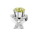 White gold Fancy Yellow Round  Solitaire Twist Band Pavé Diamond Engagement Ring_37