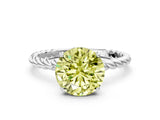 White gold Fancy Yellow Round  Solitaire Twist Band Ring with Four-Prong Setting_18